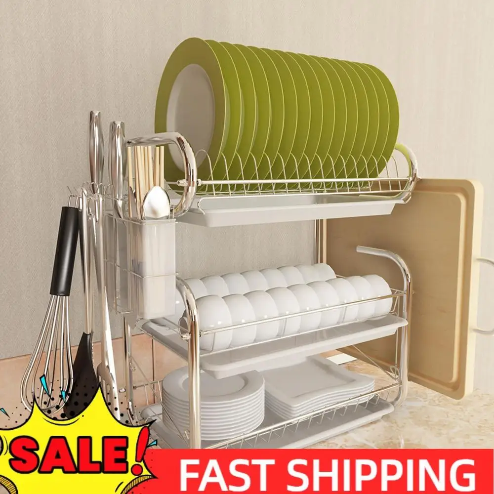 

Трехъярусная сушилка для посуды, большой кухонный органайзер, многофункциональная сушилка для посуды на столешницу для тарелок, мисок и блюд