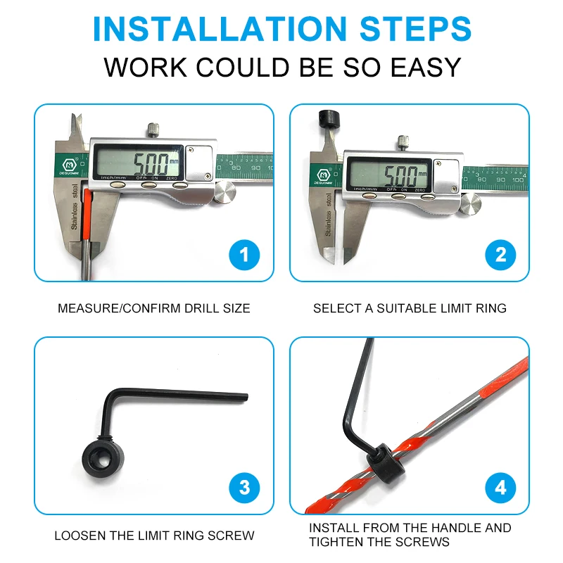 3-16mm drill bit limit ring small wrench round woodworking screw clamp positioning adjustment tool accessory set view 5