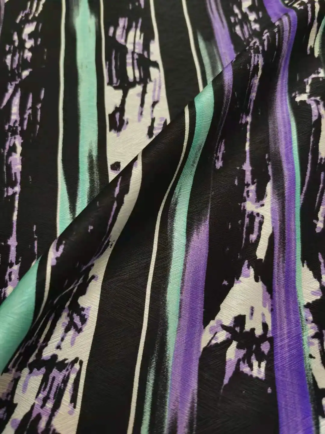 1 meter 95% Mulberry Silk 5% Spandex 20 momme Silk Jacquard Fabric Black Stirpe Printed 114m 44