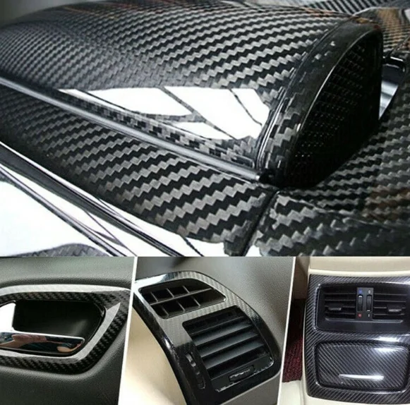 

Carbon Fiber PET Vinyl Wrap Sheet, Textured Black Film with Air Release, DIY Protective Cover for Cars, Motorcycles & Home Decor