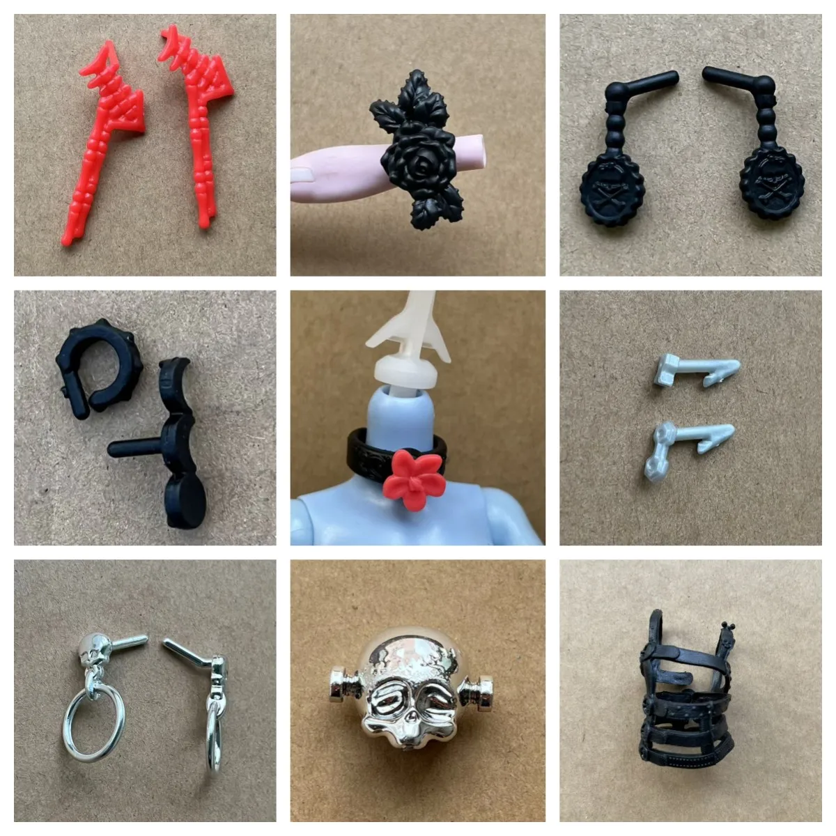 Kit de Peças para Bonecas Monstro DIY - Acessório Original Inclui Brincos, Cintos e Anéis para Criar Decorações de Personalidade Única