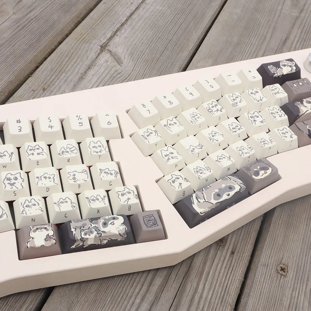 148 Keys Cherry MDA Profile Raccoon Theme Keycaps For Mechanical Gaming Keyboard Mx Switch PBT Five-sided Sublimation Key Caps