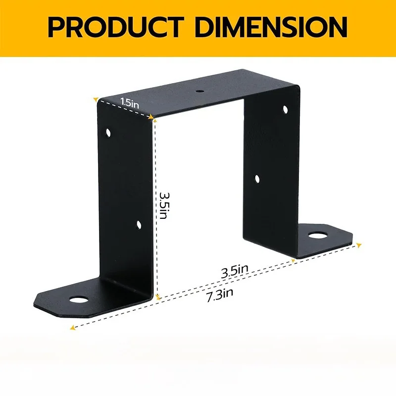 Heavy Fence Bracket Deck Column Fixed Bracket U-shaped Carbon Steel Strap for 4 * 4-inch Wooden Pillar DIY Fence Accessories