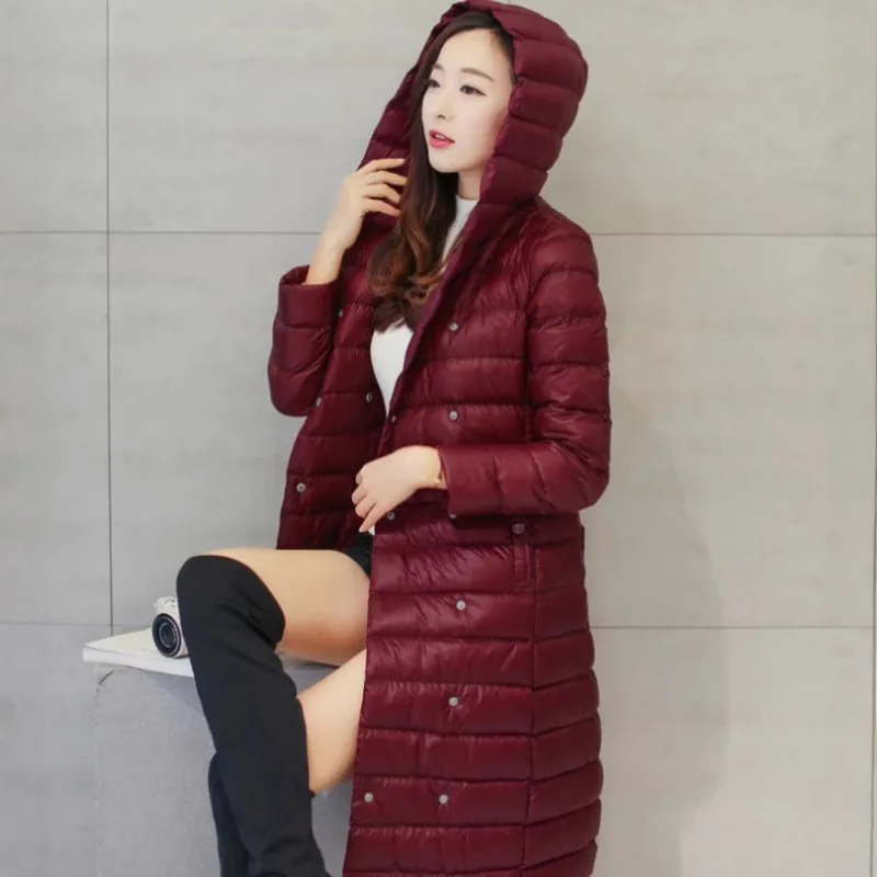 Women's Autumn Winter New White Duck Down Long Coats Down Jackets Below The Knee Plus Size Lining Lightweight Slim Fit Outerwear