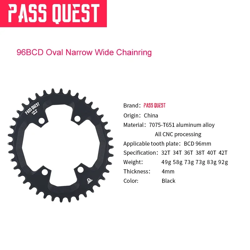 OVAL For Deore M6000 Crank Asymmetric 96mm BCD Narrow Wide  ChainRing 32T-42T Suit For M7000 M8000 M9000 Bicycle Chainrings