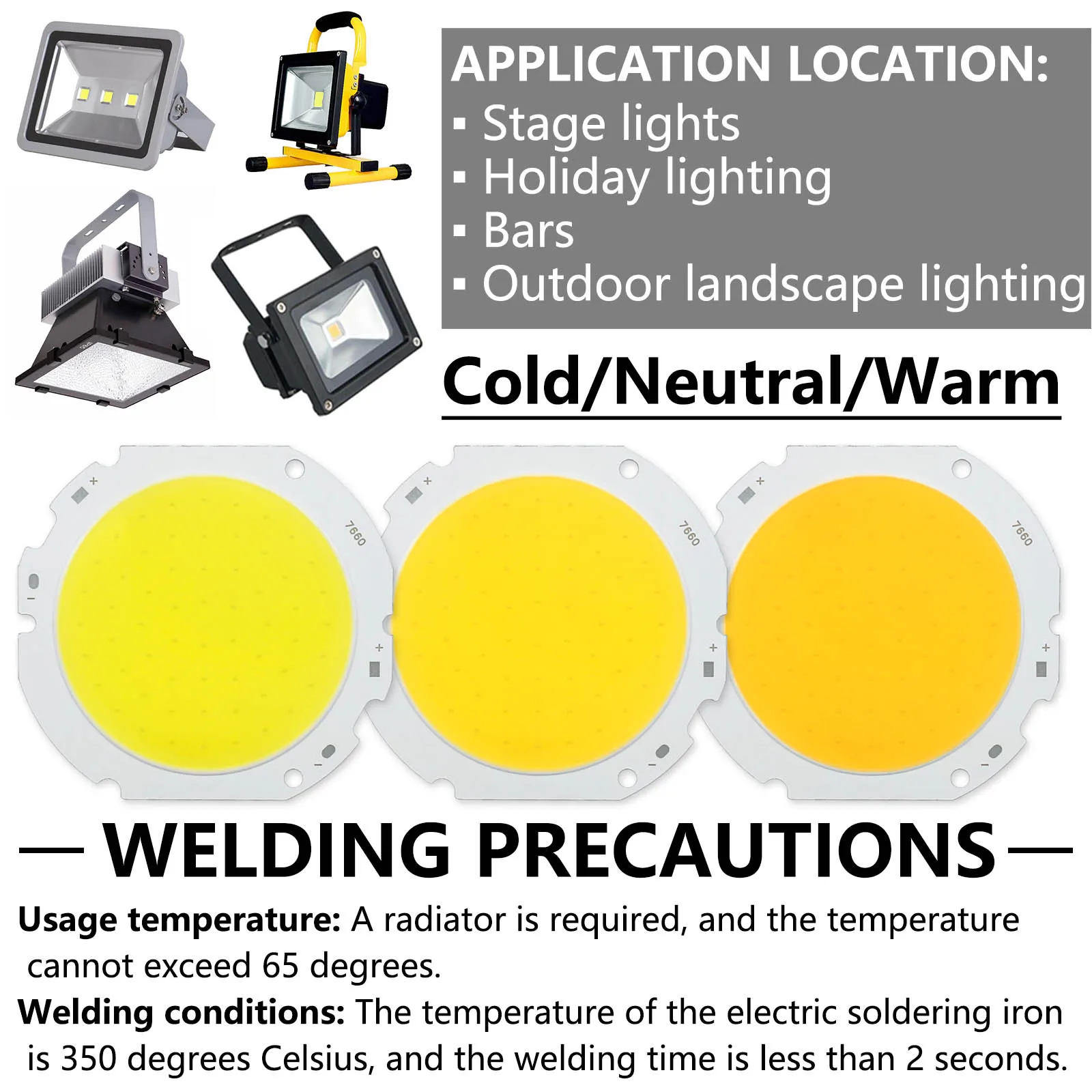 7660 LED COB Chip 50W DC30-32V 1500mA Ra70 Zintegrowane koraliki LED dużej mocy DIY Akcesoria oświetleniowe do reflektora FloodLight