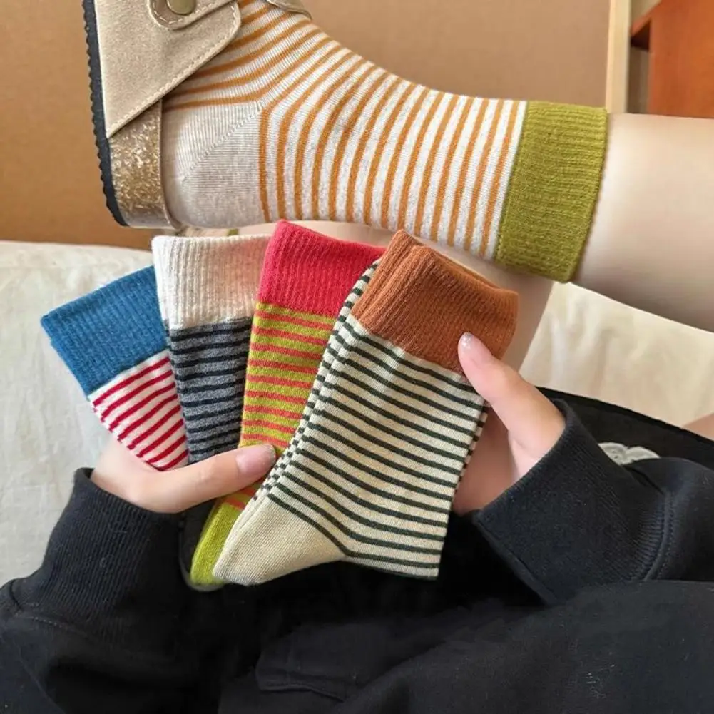

Женские носки в стиле ретро, новая новинка в корейском стиле, повседневные разноцветные японские модные носки AB, удобные полосатые носки для девочек