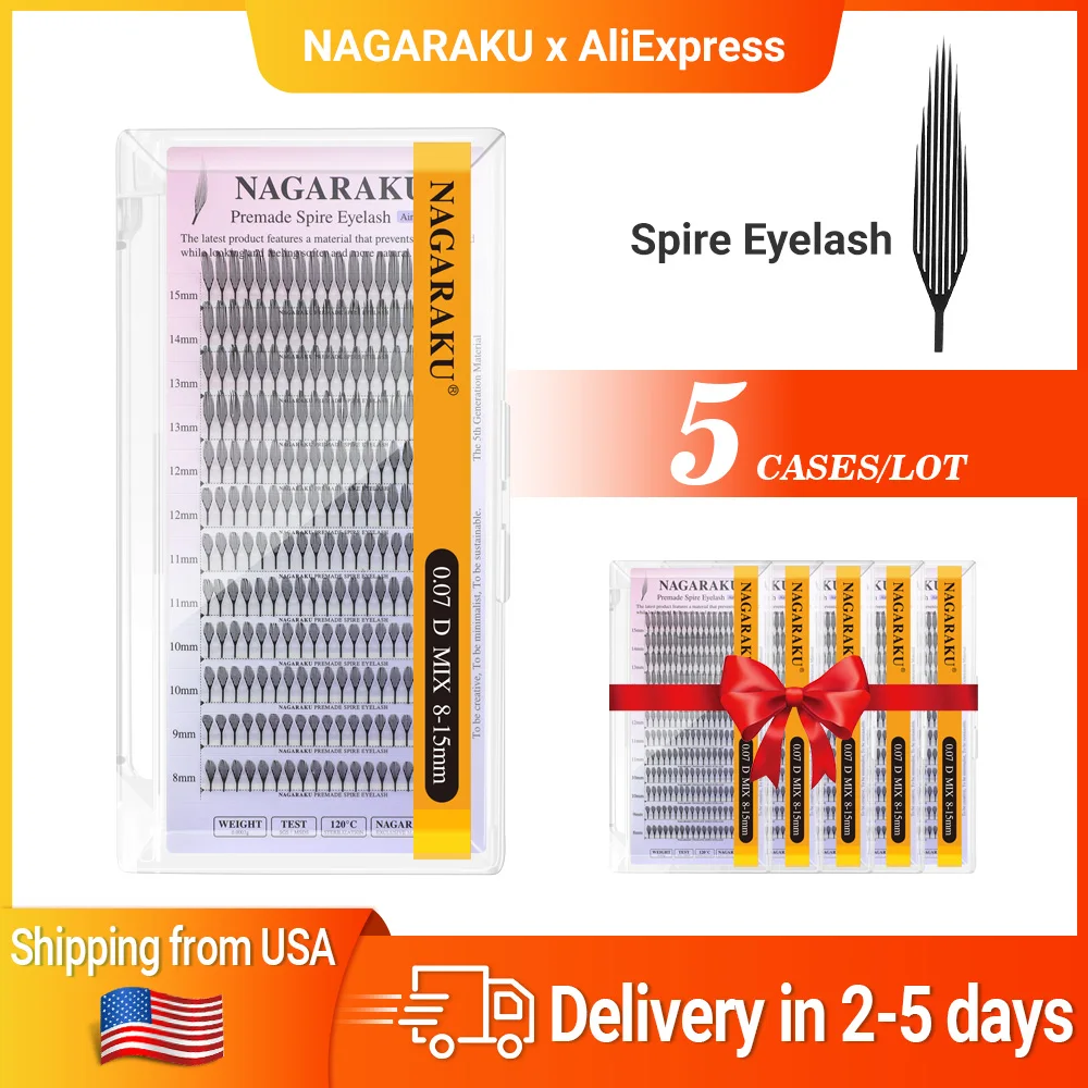 NAGARAKU Schip uit Amerika 5 gevallen Premade Spits Wimper Pluim Fladderende Wimper Extensions Anime Effect Zachte Comic