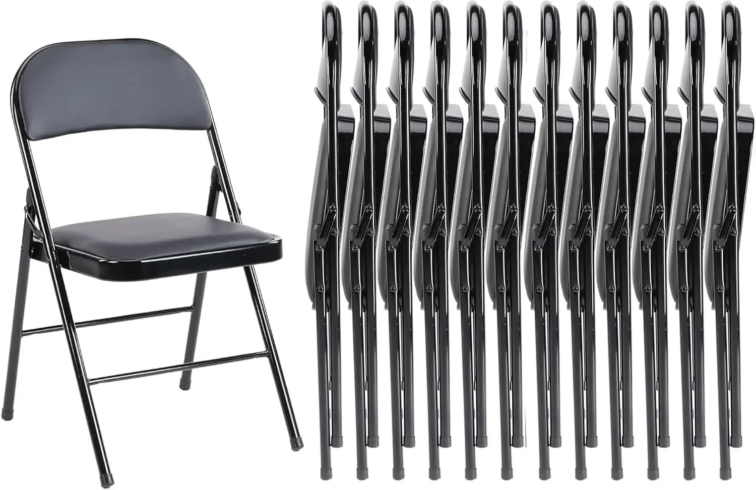 Minimalist Leather Padded Folding Chair 12 Pack,, Sturdy Metal Chairs, Easy to Use and Store