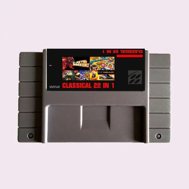 

High Quality 16 Bit Super 22 IN 1 /25 in 1 COLLECTION NTSC Big Gray Game Card For USA Version Game Player