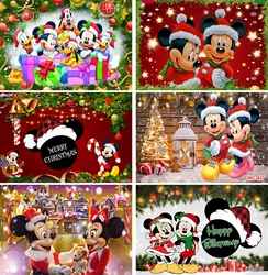 Mickey Mouse Christmas Backdrop Merry Christmas Mickey Mouse Birthday Background for Boys and Girls Red Xmas Mickey Mouse Banner