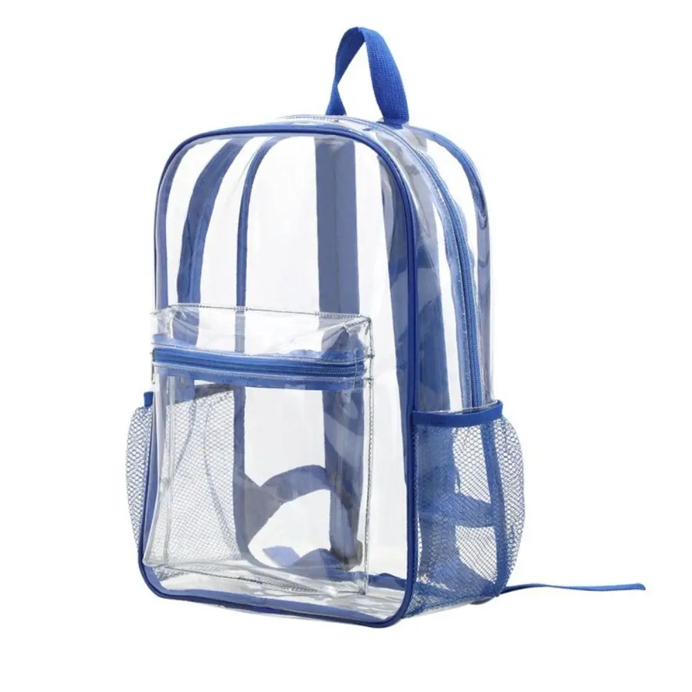 Mochila visível moda transparente à prova d\'água com zíper bolsa escolar de alta capacidade bolsa de mão de pvc macio mochila de viagem bolsas de