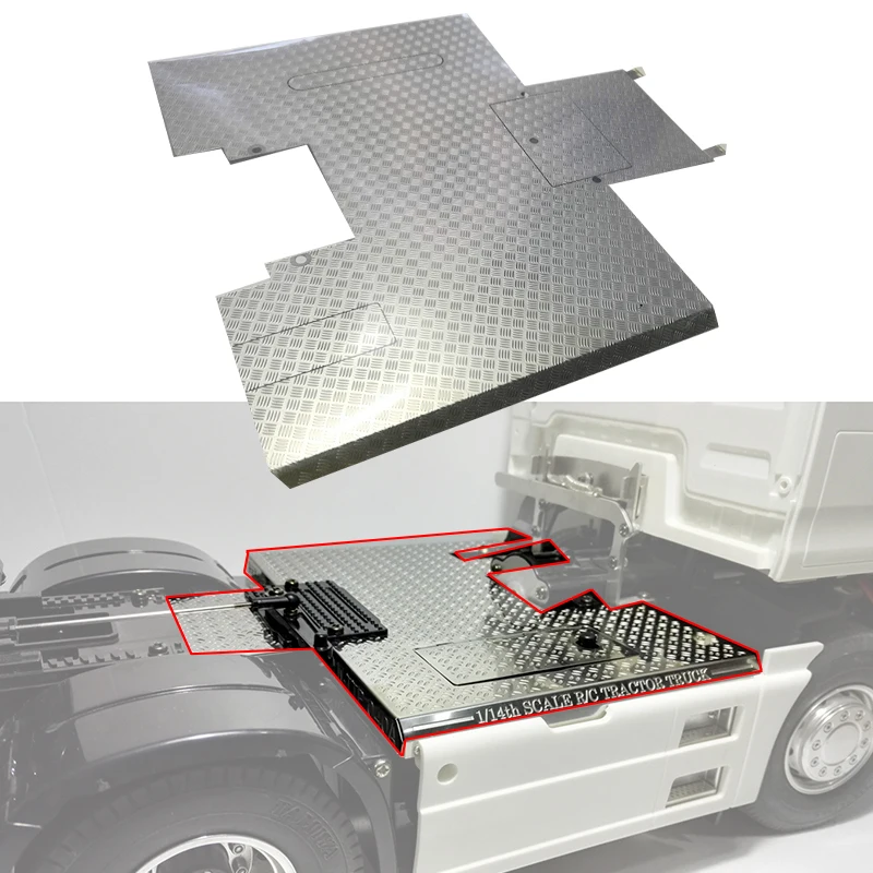 

1 Item Simulation Metal Silver Decorate Big Skid Plate for 1/14 Tamiya RC Truck Car MAN TGS TGX 56325 26329 Diy Parts Toys