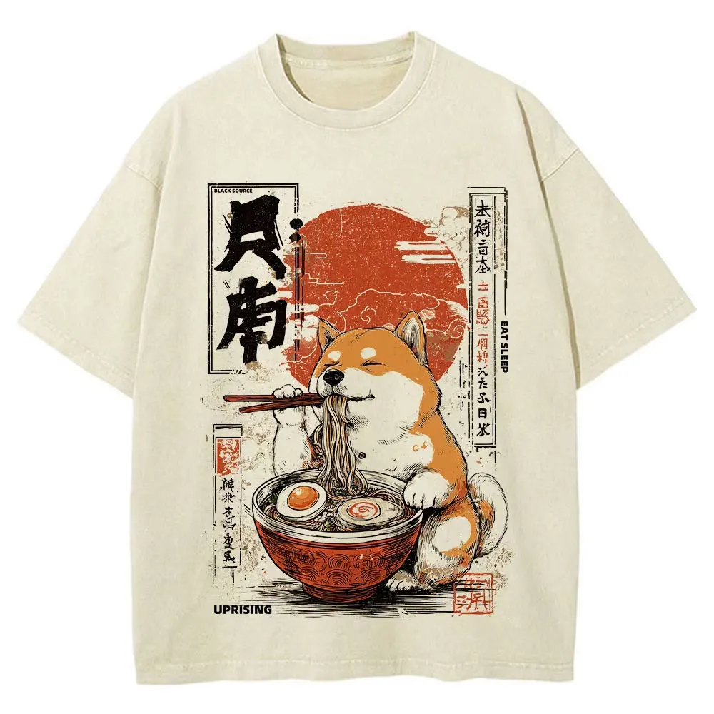 Kawaii Shiba Inu Eating Ramen - Dog Lover Gift T-Shirt Print Design Gifts T Shirts Graphic T Shirts Vintage Mens Clothing