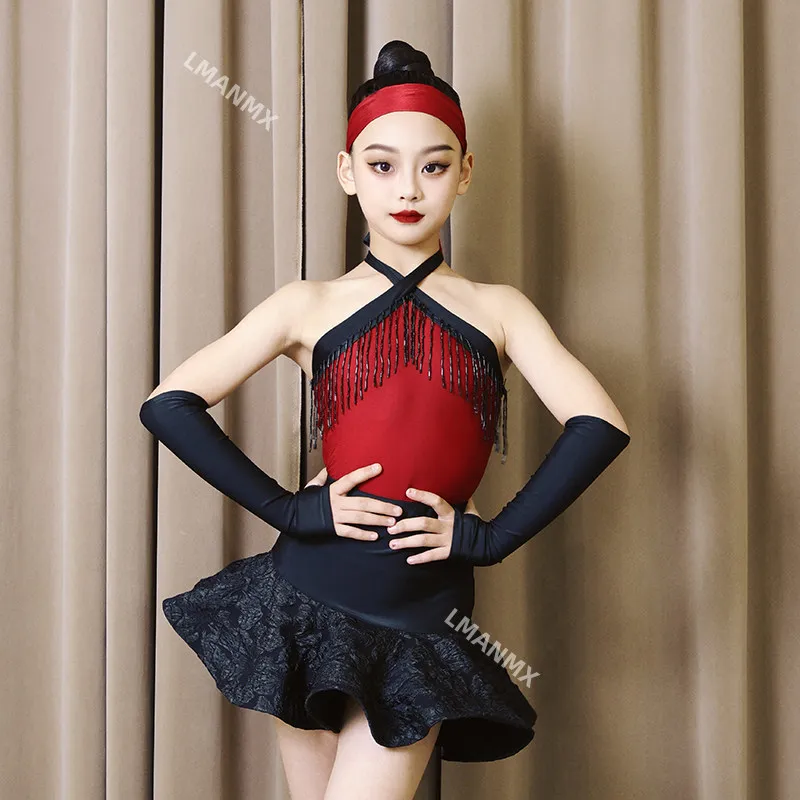 

Latin Dance Dress 2025 Spring/Summer New Style Girls' Practice Dress Children's Performance Skirt Children's Set