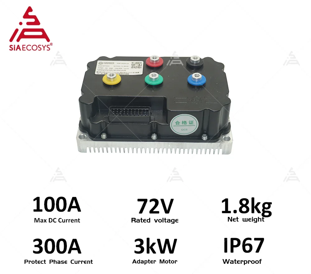 ND72300 Fardriver Controller Electric Motorcycle Controller 300A BLDC Programmable for 3000W Electric Motor Waterproof