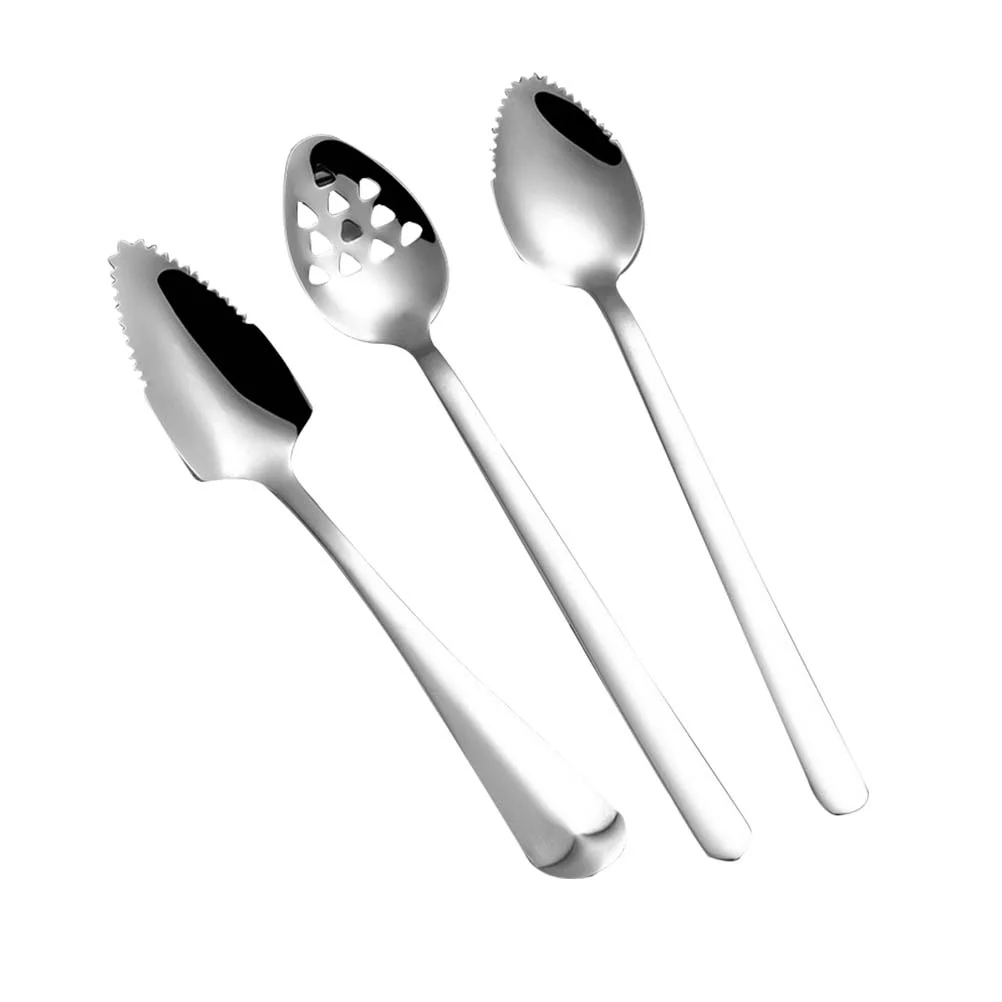 Mud Scraping Spoon Fruit Spoons Home Baby Stainless Steel Dessert Scoops Pear Serrated Edge Feeding Kitchen Supply