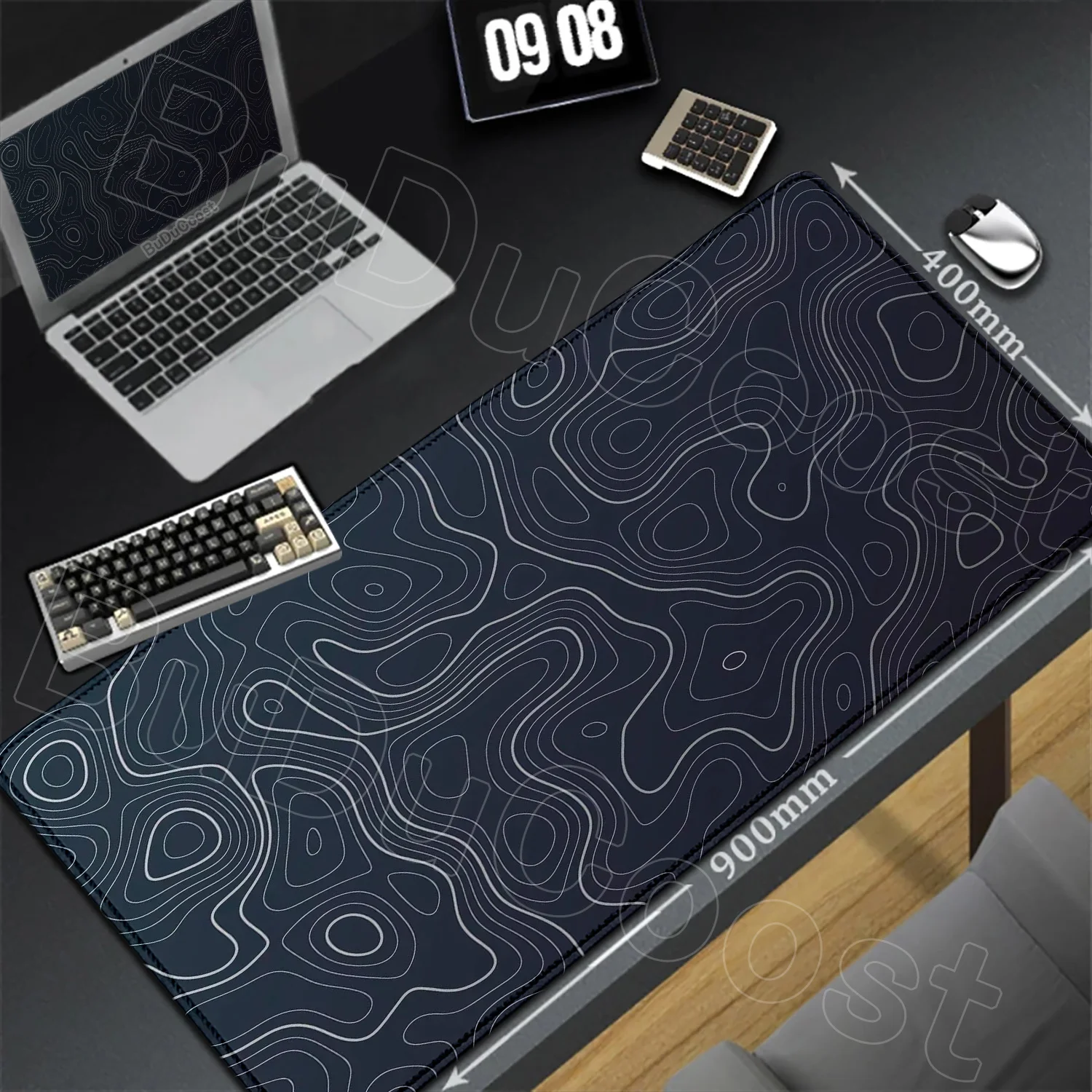 

Black And White contour lines Lockedge Office Non-slip soft Carpet Mousepad desk organizers desk accessories XXL HD New Mousepad