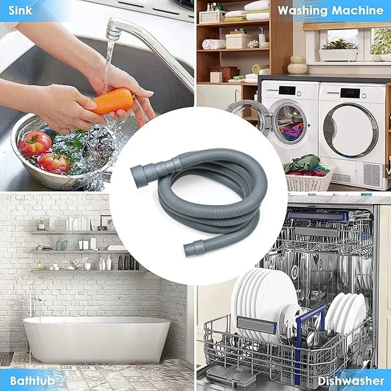 Washer Drain Hose, 6.5 Feet Flexible Washing Machine Drain Hose Universal Dishwasher Drain Hose Extension Kits Durable