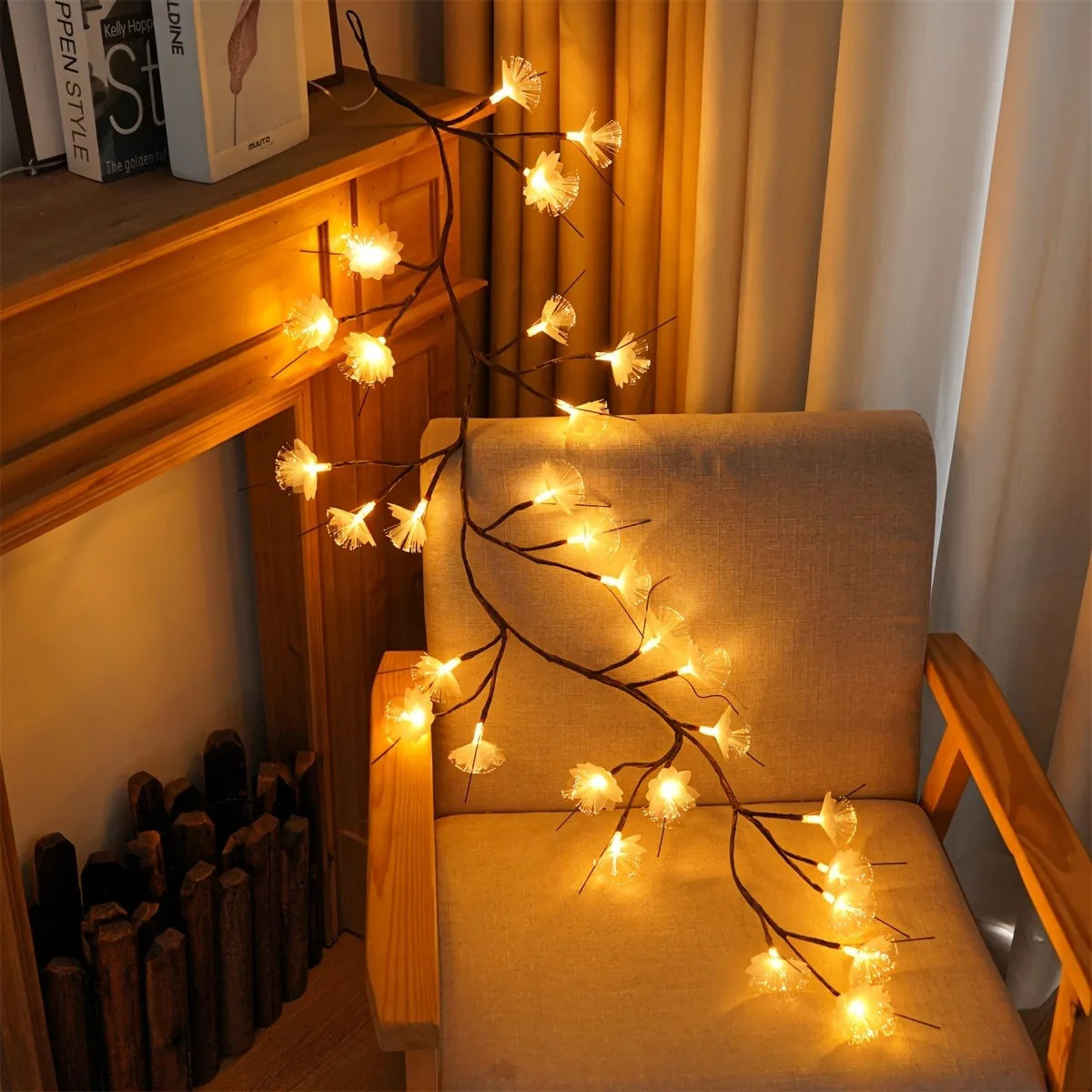 2/3 متر LED الألياف البصرية الجنية ضوء بطارية تعمل جارلاند عيد الميلاد الديكور حفلة السنة الجديدة ديكور الزهور الاصطناعية اكليل