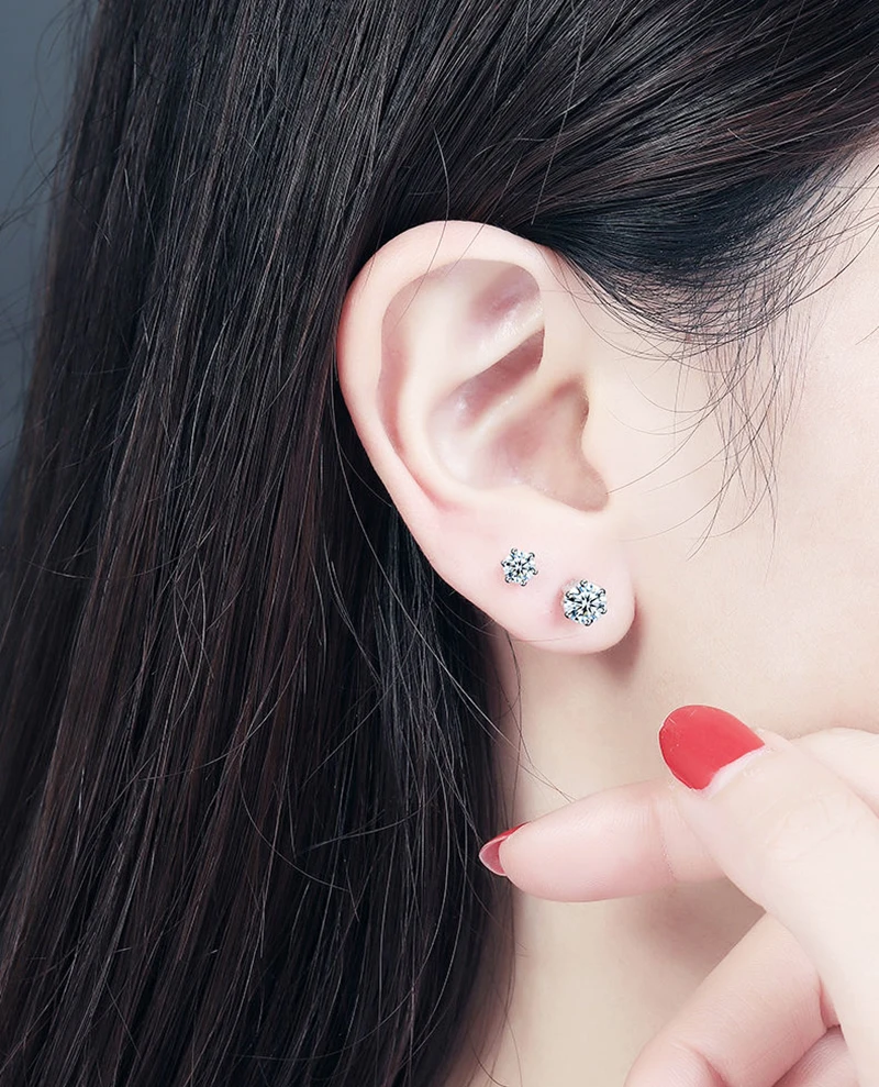 مويسانيتي ترصيع أقراط تمرير الماس اختبار القلم للرجال النساء 18K البلاتين مطلي العروس الزفاف الأحجار الكريمة 925 أقراط فضية