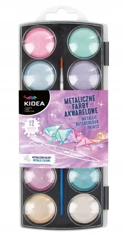 Aquarel metallic 12-kleuren waterglanzende verf