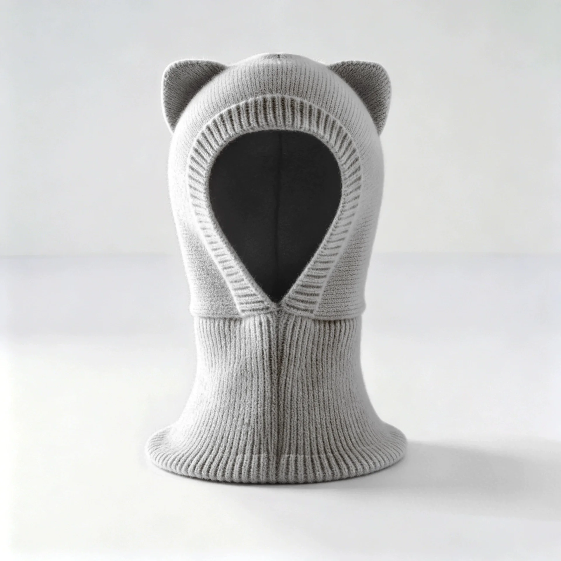 Children's Hats: Winter Sheep's Wool Warm One-Piece Hat, Cute Baby Cat-Ear Pullover Hat, Girls' Princess Hat