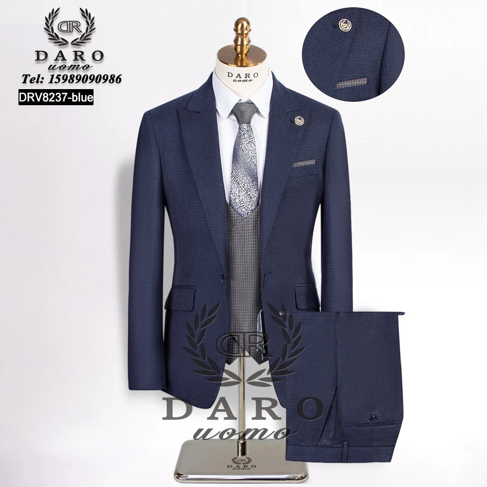 2024 DAROuomo Mens Suit terno Slim Fit Casual one button Fashion Grid Blazer Side Vent Jacket and Pant for Wedding Party DRV8237