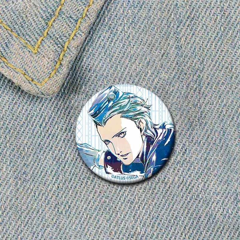 Persona 3 Game Brooches P3 Shin Takeba Megami Yuuki Tensei Makoto Yukari Cosplay Badge Round Tinplate Brooch Pins for Backpack