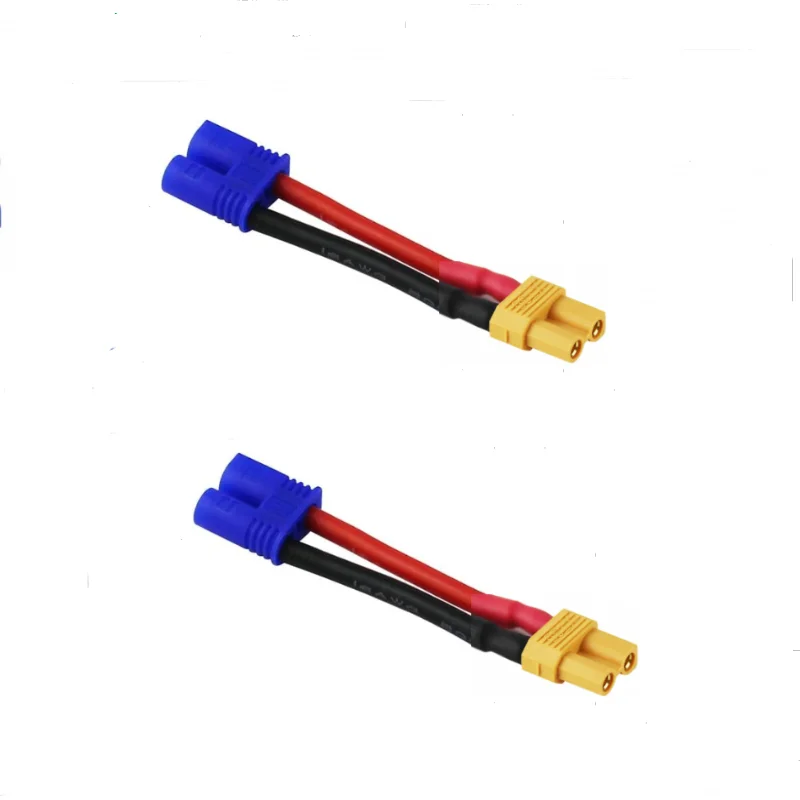 New 2Pcs XT30 Male Female Plug to Tamiya Deans TRX EC2 EC5 Male Female Connector Adapter 14awg 4cm for RC Battery Charger Motor