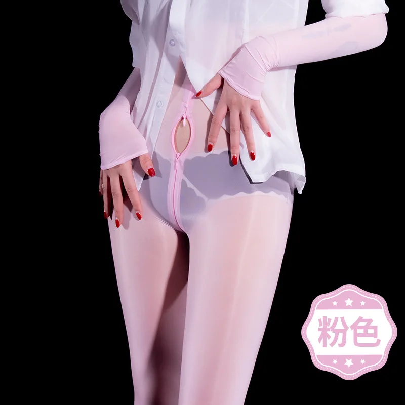 Onesie Stockings Full Body Shiny Reflective Sexy Adjustable Zipper Open Fun Ultra-thin Pantyhose High Elastic Stockings Tights