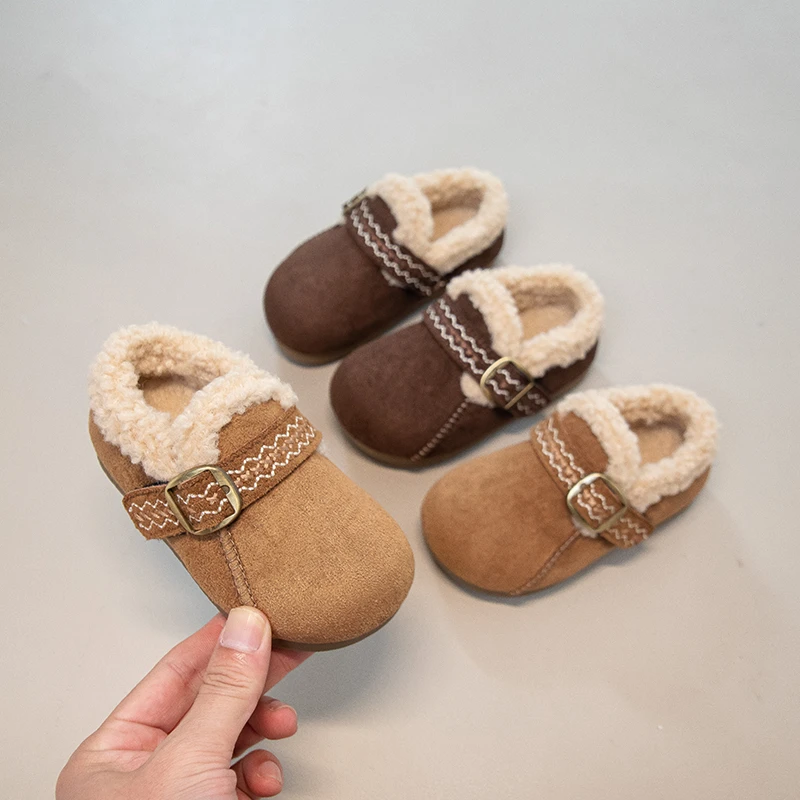 

Simple Kids Girls Cotton Shoes Classic Winter Shoes Children Warm Causal Flat Shoes Boys Fashion Trend Round-toe Kids Snow Boots