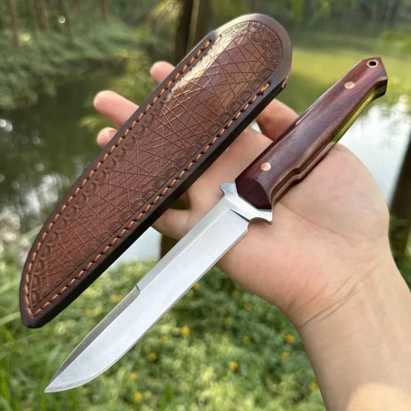 

8CR15MOV Steel Sharp Fixed Blade Knife Rosewood Handle Outdoor Camping Knifes Tactical Hunting Tools For Survival