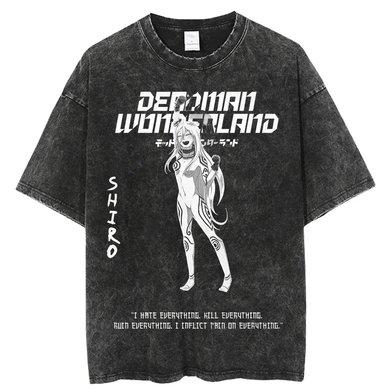 Hotsale Japanese Anime Deadman Wonderland T Shirt Washed T-Shirts Print T-Shirt Short Top Y2k Summer Harajuku Tops