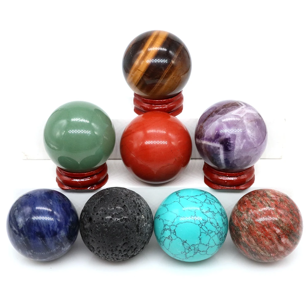 Crystal Sphere Natural Stone Healing Bead Reiki Gems Wicca Chakra Ball Rock Mineral Massage Globe Desk Home Decor Gift Wholesale