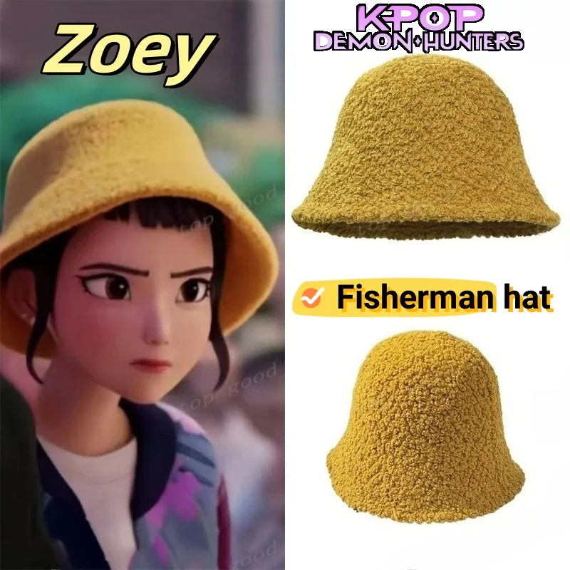 KPop Demon Hunters Zoey Mira Abby Saja Anime merchandise cartoon schattige vissershoed meisjes herfst en winter winddichte warme muts