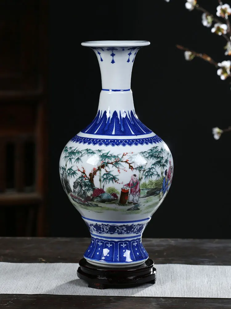 

Jingdezhen Ceramic Ornaments Antique Blue And White Porcelain Vases Flower Vase Home Living Room TV Cabinet Decorations