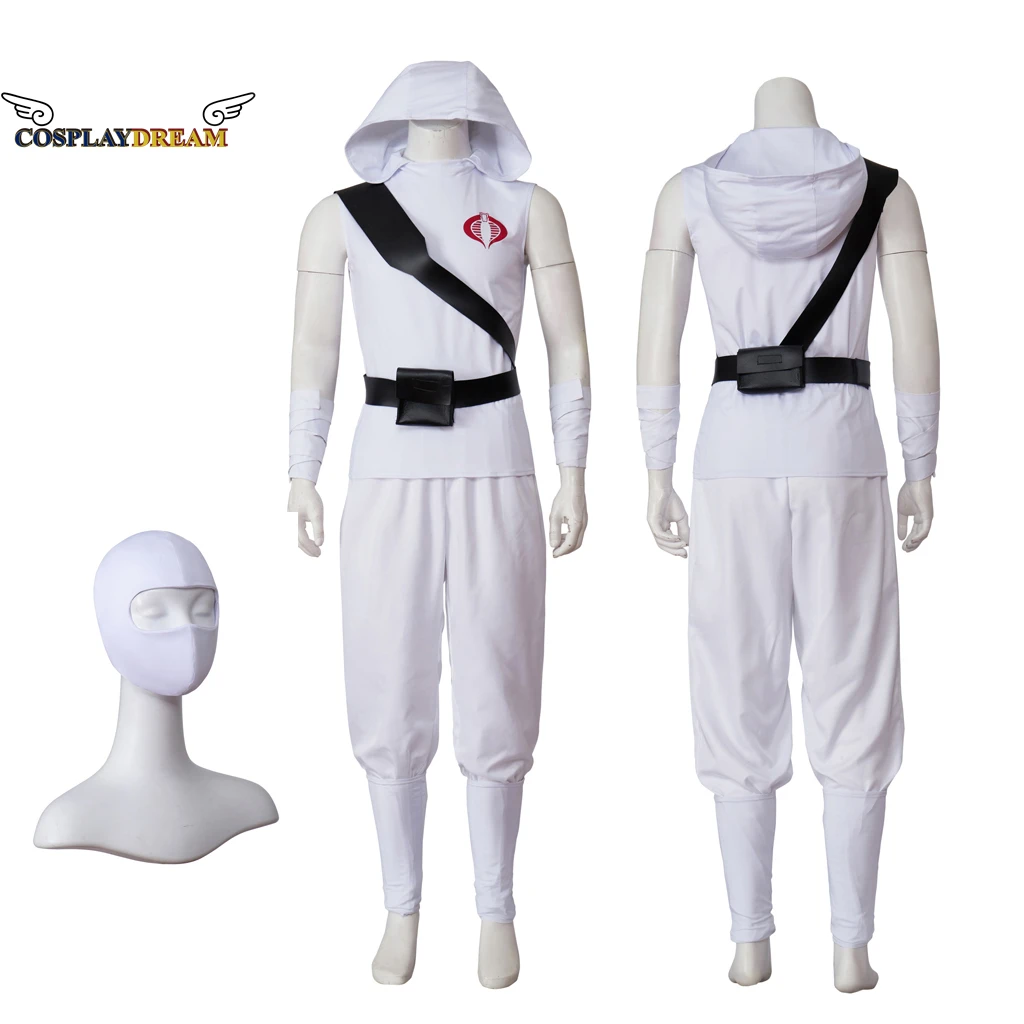Ojos de serpiente G.I. Disfraz de Joe Origins Storm Shadow, traje blanco sin mangas con capucha y pantalones, traje con máscara, trajes de Carnaval de Halloween