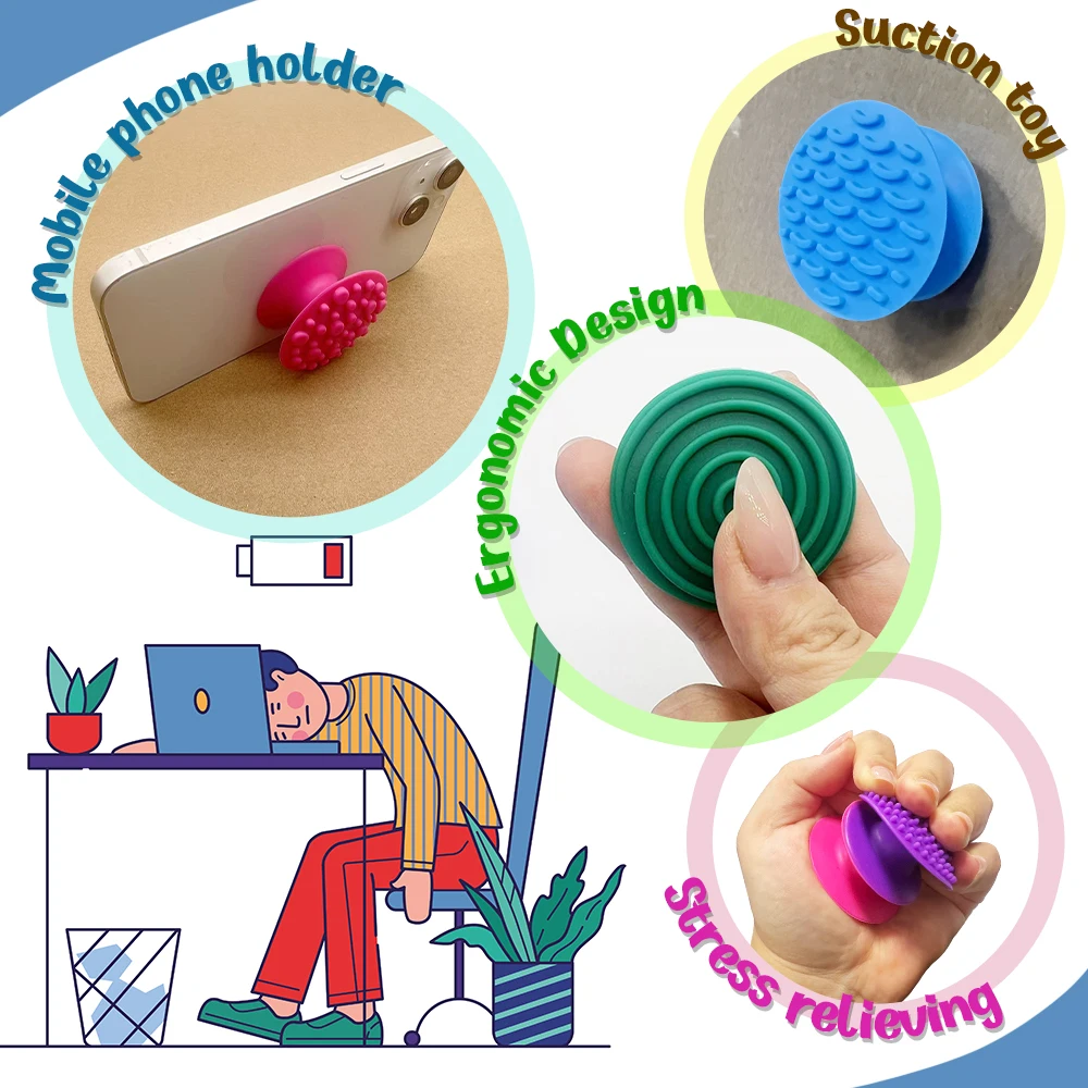 8 pçs sensorial brinquedos fidget silicone formas redondas texturizadas pedras de sucção autismo reconhecimento de cor espremer dedos massagem