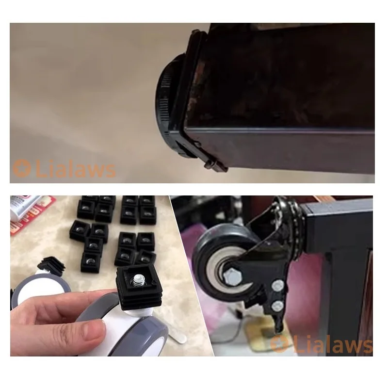 10 Buah Sumbat Kaki Mur Plastik Persegi/Bulat Hitam M6 M8 M10 dengan Sisipan Lubang Mur Topi Penutup Pipa Steker Tabung Kaki Furnitur