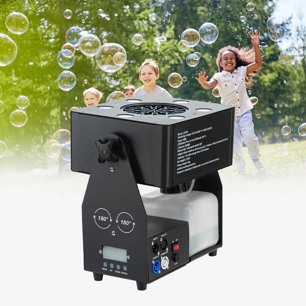 Led Stage Bubble Machine DMX512 RGBW Remote Control Outdoor Bubbles Spraying Machine for Wedding Children Party DJ Disco Concert