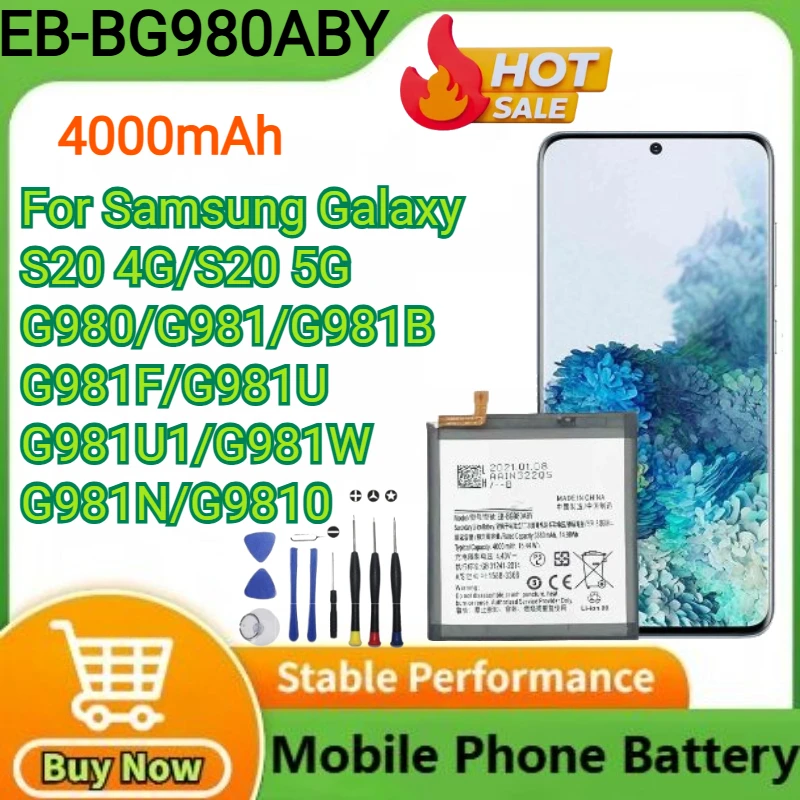 

4000mAh EB-BG980ABY High Capacity BatteryFor Samsung Galaxy S20/G980/G981/G981U/G9810 Smart Phone Mobile Phone Batteries+Tools
