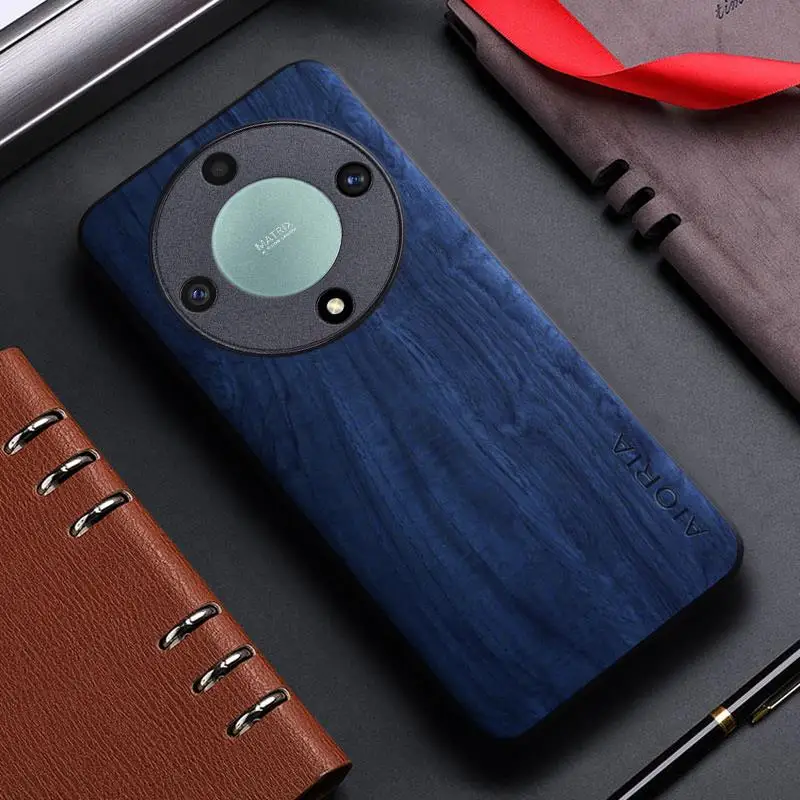 Case for Honor Magic 5 Pro Lite 10 20 50 70 90 X6 X8 X9A Pro funda bamboo wood pattern Leather back cover for honor 90 x9a case