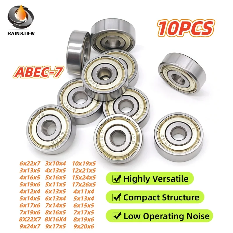 636ZZ Bearing 6x22x7 mm (10Pcs) ABEC-7 Grade Miniature Ball Bearings 608 623 625 685 686 688 6800 6801 6802 6803 693 694 695 696