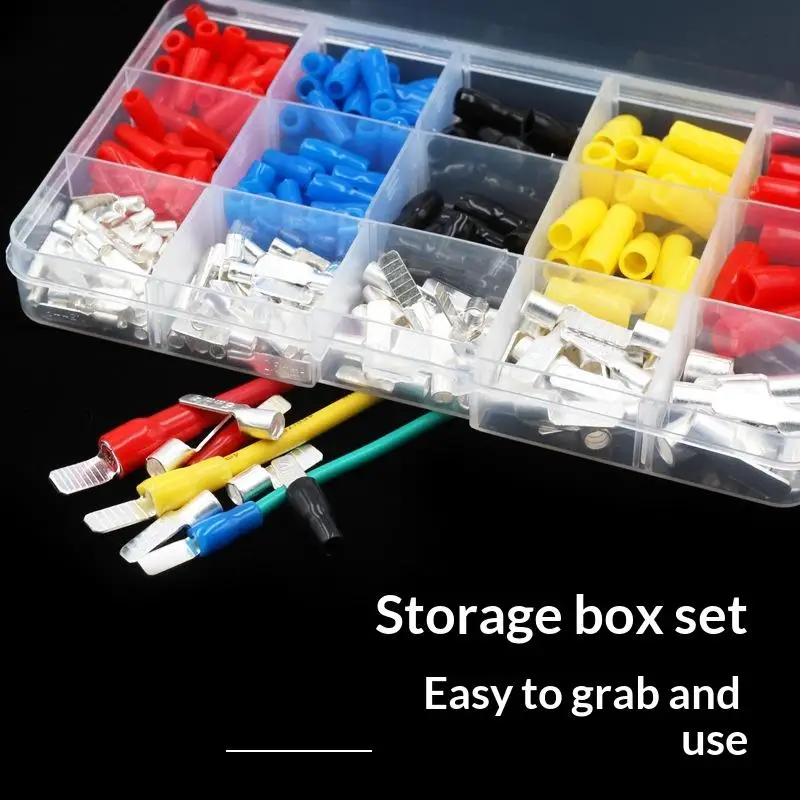 140/260Pcs Set Insert C45 1.5-10mm2 Copper Circuit Breaker Safety Crimper Plug Pin Shaped Cable Lug Crimp Terminal Kit