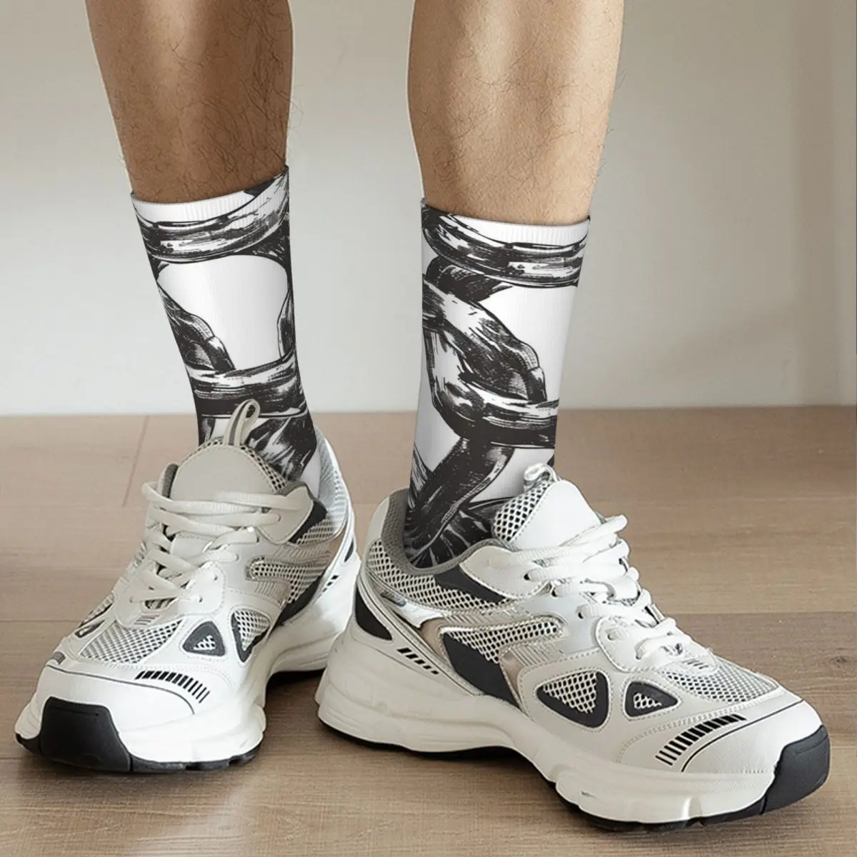 Chaotic Order Metal Chain Edgy Chain Link Socks Harajuku Soft Stockings All Season Long Socks for Man Woman Valentine's Day Gift