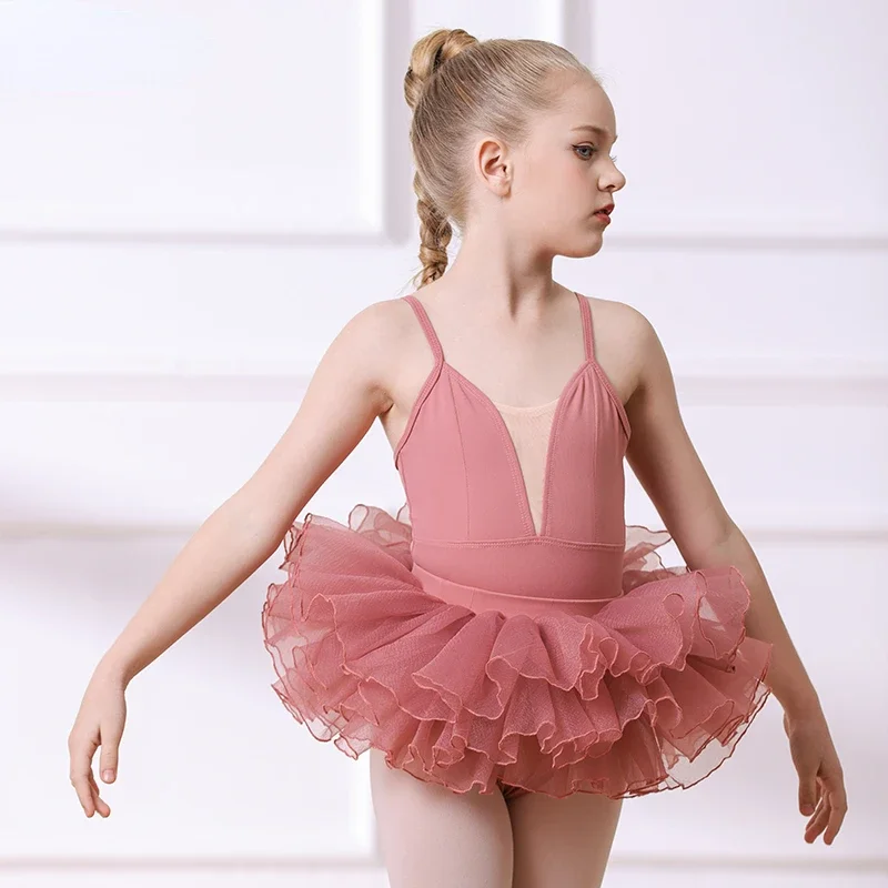 Girls Ballet Dress Dance Dress Children Tulle Skirt Gymnastics Leotard Girl Ballerina Costume Slim Dance Practice Dance Skirt