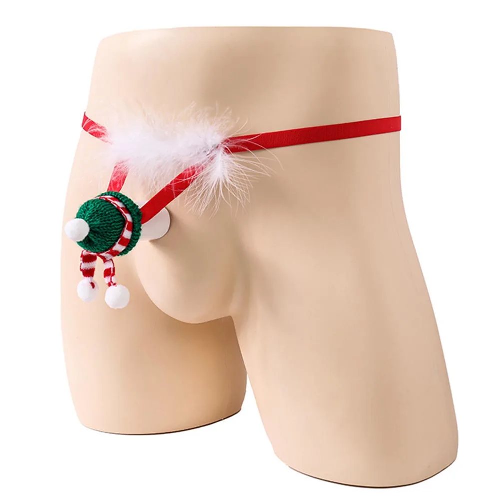 

Экзотические трусики с открытой промежностью, мужские стринги в рождественском стиле, эластичное нижнее белье, стринги, мужское праздничное сексуальное женское белье, футболки
