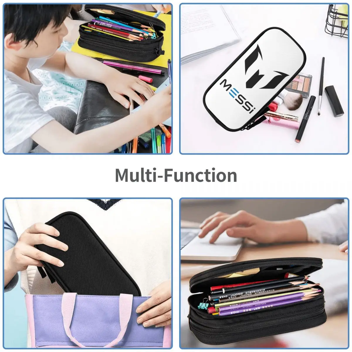 Messied Soccer Pen Box Double Layer Large-capacity School Accessories Football Messis Pencil Case Stationery Amazing Gift