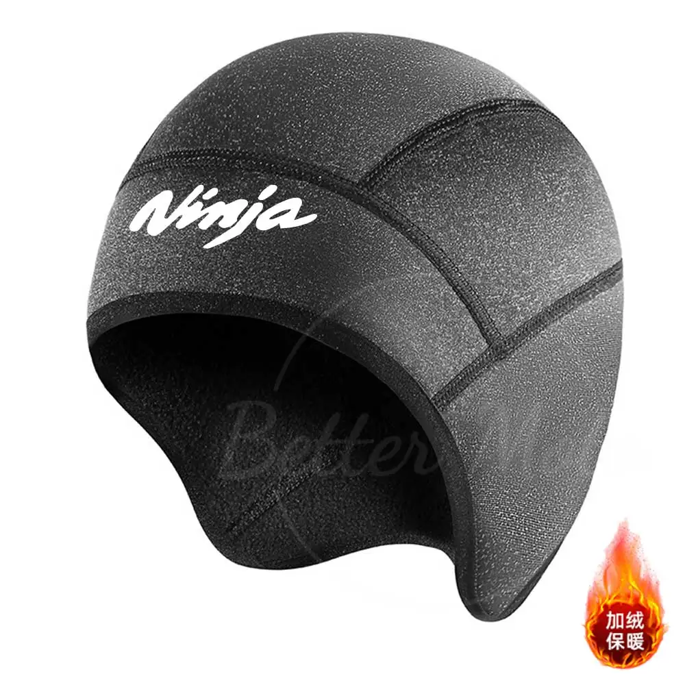 Für kawasaki NINJA Winter Fleece Radfahren Caps Warme Outdoor Skifahren Fahrrad Reiten Caps Helm Liner Schweiß Wicking Cap Lauf Hüte